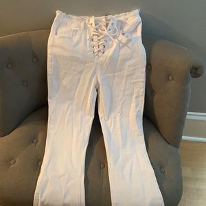 New white flare jeans